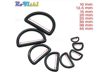 Listing 3 of 10 for 10 Pcs/Pack Plastic D-Ring Buckles In Sizes 10mm-45mm Black