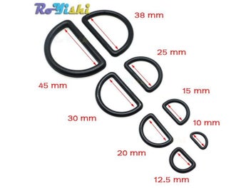 Listing 4 of 10 for 10 Pcs/Pack Plastic D-Ring Buckles In Sizes 10mm-45mm Black