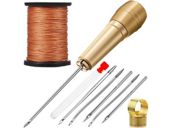 Listing 3 of 10 for Leather Sewing Kit DIY Leather Sewing Awl Needle With Copper Handle Set Leather