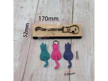 Listing 6 of 9 for New Japan Steel Blade Wooden Die Kitten Key Chain Pendant Wallet Leather Craft