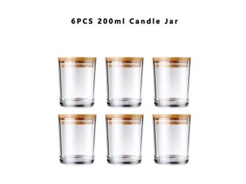 Listing 3 of 10 for 6 Pack Candle Jars With Lids Empty Candle Jars For Making Candles Thick Glass