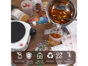 Listing 8 of 10 for 6 Pack Candle Jars With Lids Empty Candle Jars For Making Candles Thick Glass