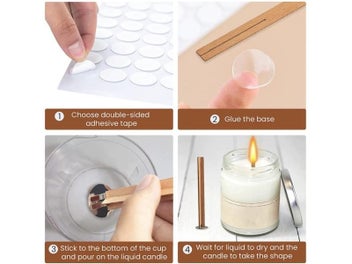 Listing 7 of 10 for 10Pieces Cross Wooden Candle Wicks With Bases For Candle Making Craft DIY
