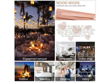Listing 3 of 9 for 100 PCS 13x1.3cm Wooden Candle Wicks Smokeless Natural Wooden Candle Wicks For