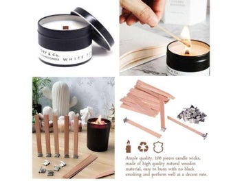Listing 4 of 9 for 100 PCS 13x1.3cm Wooden Candle Wicks Smokeless Natural Wooden Candle Wicks For