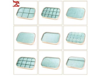 Listing 3 of 16 for Metal Jewelry Exhibitor Tray Green Velvet Jewelry Display Rack Counter Display