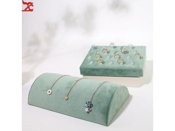 Listing 4 of 16 for Metal Jewelry Exhibitor Tray Green Velvet Jewelry Display Rack Counter Display