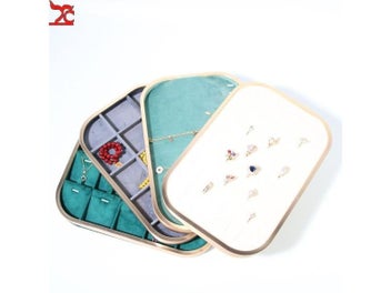 Listing 7 of 16 for Metal Jewelry Exhibitor Tray Green Velvet Jewelry Display Rack Counter Display