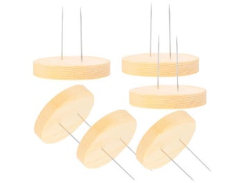 Listing 8 of 10 for 6 Set Crochet Stand Double Steel Needle Holder Felting Display Holders Wooden