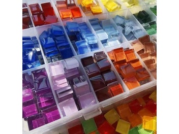Listing 6 of 10 for 50 Pieces Square Crystal Colored Glass Mosaic Patch DIY Handmade Parent-Child