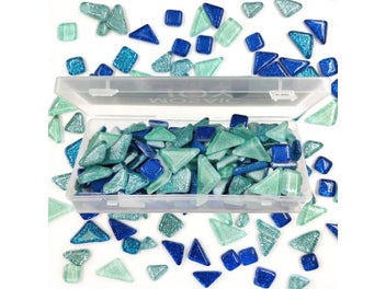 Listing 4 of 10 for 100g Assorted Color Glitter Glass Mosaic Tiles For DIY Crafts Supplies Blue