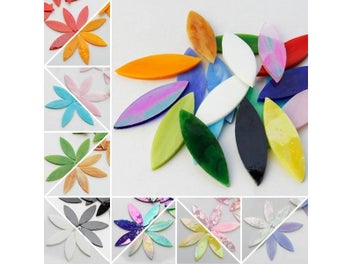 Listing 4 of 16 for Color Leaf Shaped Mosaic Tiles Stained Glass Mosaic DIY Handmade Coaster Mosaic
