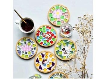 Listing 7 of 10 for Wooden Round Square Cup Coasters Mosaic DIY Craft Tool