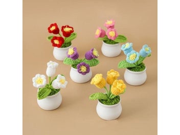 Listing 4 of 10 for 1pc Handmade Woven Flower Potted Artificial Knitted Crochet Tulip Plant