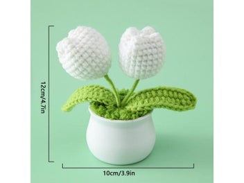 Listing 5 of 10 for 1pc Handmade Woven Flower Potted Artificial Knitted Crochet Tulip Plant