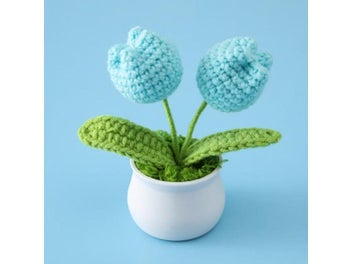 Listing 7 of 10 for 1pc Handmade Woven Flower Potted Artificial Knitted Crochet Tulip Plant
