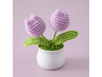 Listing 8 of 10 for 1pc Handmade Woven Flower Potted Artificial Knitted Crochet Tulip Plant