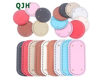 Listing 3 of 10 for QJH 1 Pcs PU Leather Oval/Round Long Knitting Crochet Bags Bottom For Thick