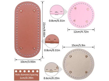 Listing 4 of 10 for QJH 1 Pcs PU Leather Oval/Round Long Knitting Crochet Bags Bottom For Thick