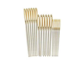Listing 3 of 9 for 18pcs/Set 3 Sizes 7/6/5.2cm Large Leather Hand Sewing Needles Gold Eye For Home