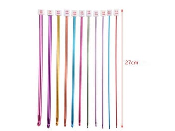 Listing 3 of 8 for 11Pcs Colorful 27cm Crochet Hooks Knitting Needles Set