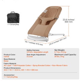 Listing 7 of 11 for New Baby Bouncer Folding Bouncer Seat Chair for Babies with 2 Reclining Angles