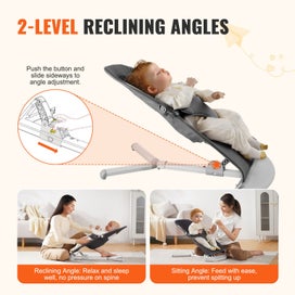 Listing 3 of 10 for Baby Bouncer Folding Bouncer Seat Chair for Babies with 2 Reclining Angles