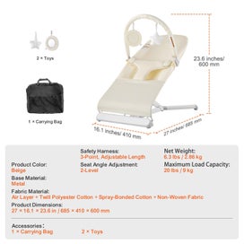 Listing 7 of 11 for New Baby Bouncer Folding Bouncer Seat Chair for Babies 0-9 Months with Toy Bar