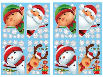 Listing 1 of 7 for 8 Pcs 30x20CM Christmas Snowflake Santa Claus Reindeer Window Clings Stickers