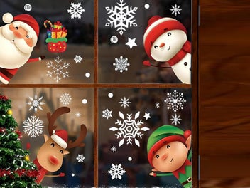 Listing 3 of 7 for 8 Pcs 30x20CM Christmas Snowflake Santa Claus Reindeer Window Clings Stickers