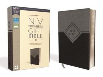 Listing 1 of 1 for NIV, Premium Gift Bible, Leathersoft, Black/Gray, Red Letter, Comfort Print