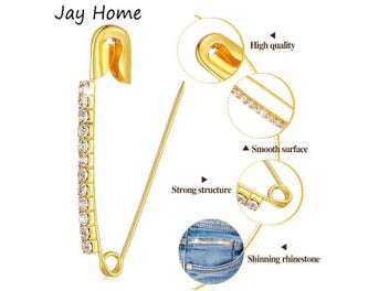 Listing 1 of 9 for 10pcs Rhinestone Safety Pins Brooches For Skirts/Sweater Scarf