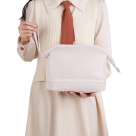 Listing 8 of 9 for Large Makeup Bag Double Layer Cosmetic Bag Travel Makeup Bag -White