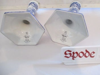 Listing 3 of 5 for SPODE BLUE ITALIAN CANDLESTICKS + DISPLAY SIGN