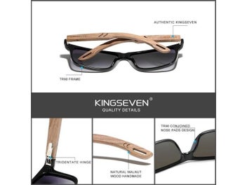 Listing 6 of 9 for KINGSEVEN Polarized Vintage Men Wooden Sunglasses Wood UV400 Protection Fashion