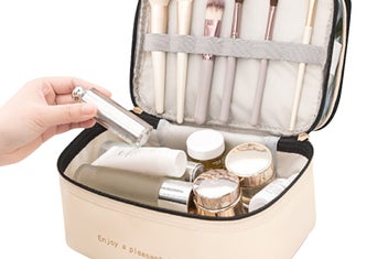 Listing 3 of 4 for Double Layer Portable Makeup Bag Organizer for Travel-Beige