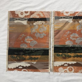 Listing 5 of 12 for Vintage Japanese Woven Silk Obi Fabric X2 Pieces