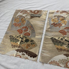 Listing 4 of 12 for Vintage Japanese Woven Silk Obi Fabric X2 Pieces
