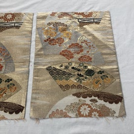 Listing 7 of 12 for Vintage Japanese Woven Silk Obi Fabric X2 Pieces