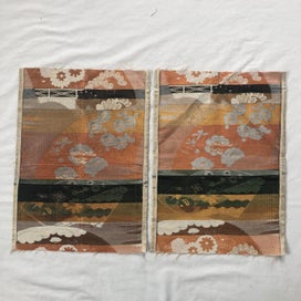 Listing 9 of 12 for Vintage Japanese Woven Silk Obi Fabric X2 Pieces