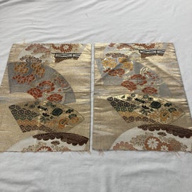 Listing 12 of 12 for Vintage Japanese Woven Silk Obi Fabric X2 Pieces