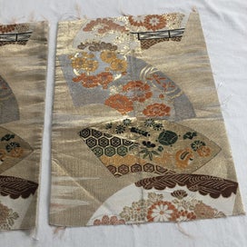 Listing 3 of 20 for Japanese Woven Silk Obi Vintage Fabric Pieces X2