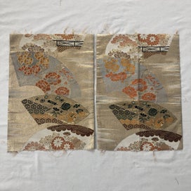 Listing 10 of 20 for Japanese Woven Silk Obi Vintage Fabric Pieces X2