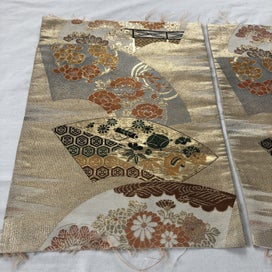 Listing 13 of 20 for Japanese Woven Silk Obi Vintage Fabric Pieces X2