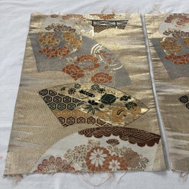 Listing 15 of 20 for Japanese Woven Silk Obi Vintage Fabric Pieces X2