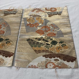 Listing 18 of 20 for Japanese Woven Silk Obi Vintage Fabric Pieces X2