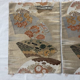 Listing 19 of 20 for Japanese Woven Silk Obi Vintage Fabric Pieces X2