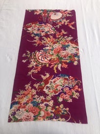 Listing 2 of 10 for Japanese Vintage Silk Kimono Panel Fabric Piece Bright Floral Print