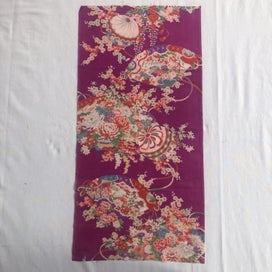 Listing 6 of 10 for Japanese Vintage Silk Kimono Panel Fabric Piece Bright Floral Print