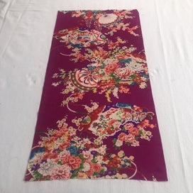 Listing 7 of 10 for Japanese Vintage Silk Kimono Panel Fabric Piece Bright Floral Print